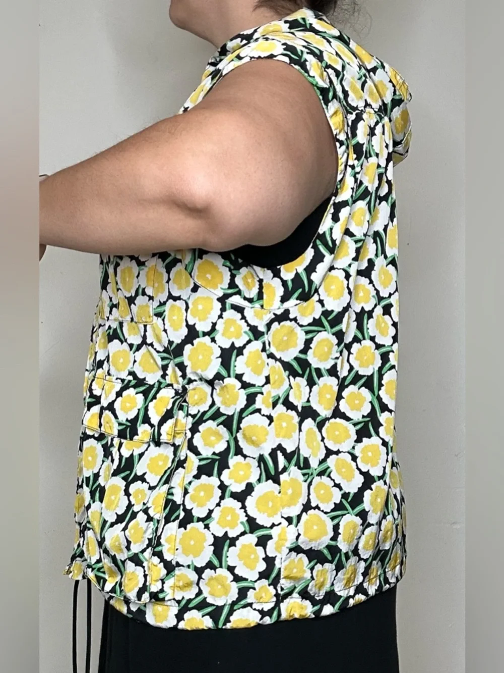 DVF Floral Sleeveless Hooded Vest Size XXL